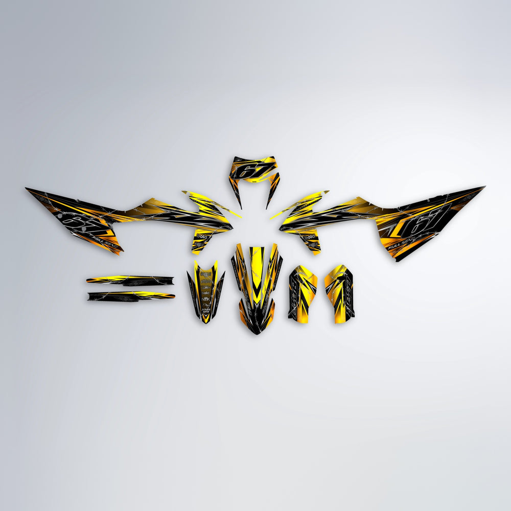 RIOT graphics kit parts layout in Orange & Yellow