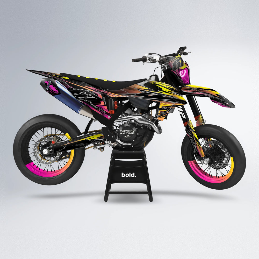 RIOT supermoto graphics kit in Pink & Yellow