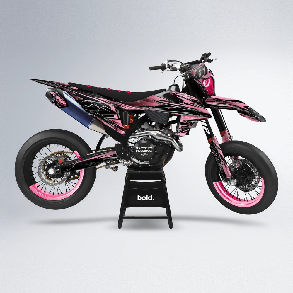 RIOT supermoto graphics kit in Sakura Pink