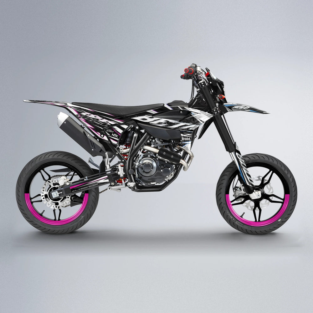 ROGUE Beta supermoto graphics kit in Pink & Light Blue