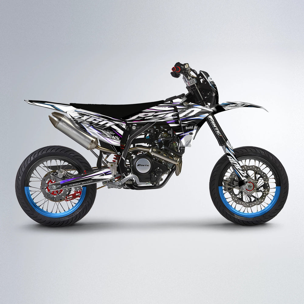 ROGUE Fantic supermoto graphics kit in Blue Purple Fade