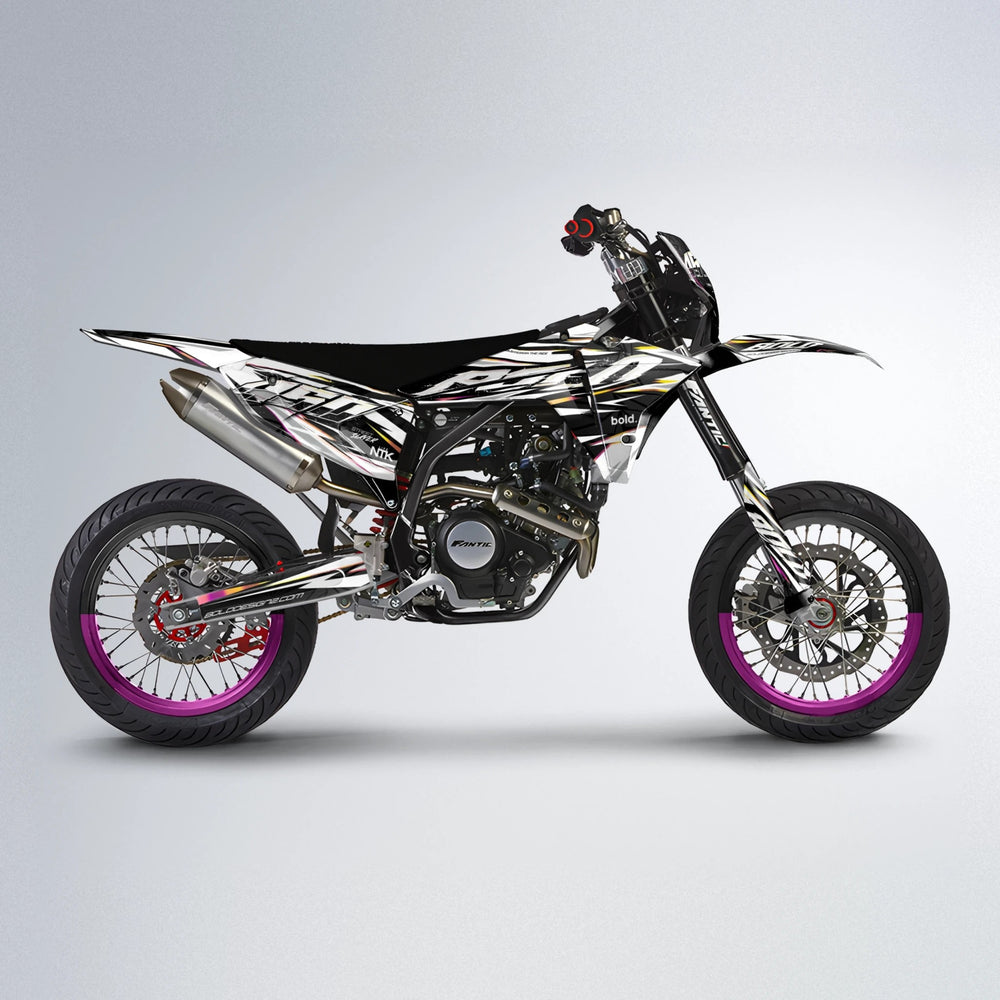 ROGUE Fantic supermoto graphics kit in Pink & Yellow