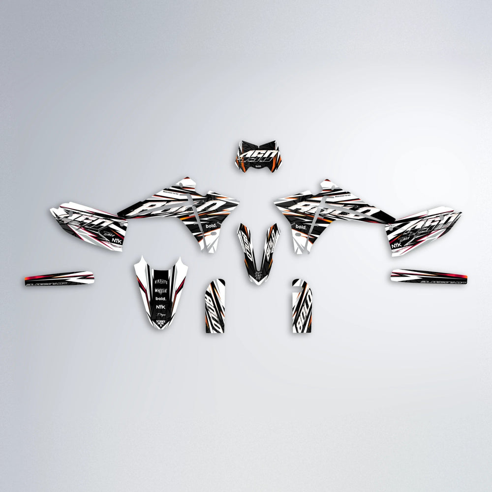 ROGUE Fantic graphics kit parts layout in Red & Orange