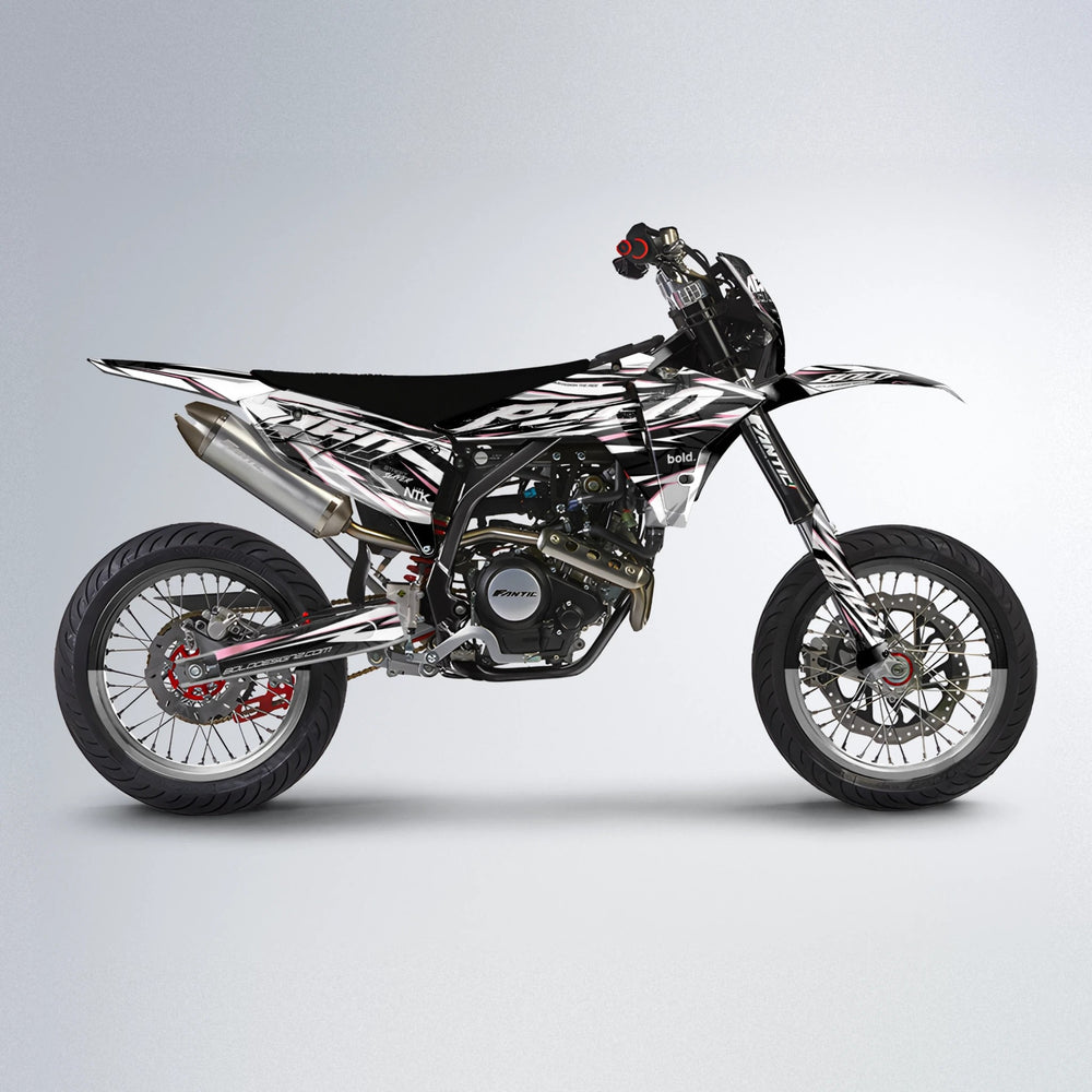 ROGUE Fantic supermoto graphics kit in Sakura Pink