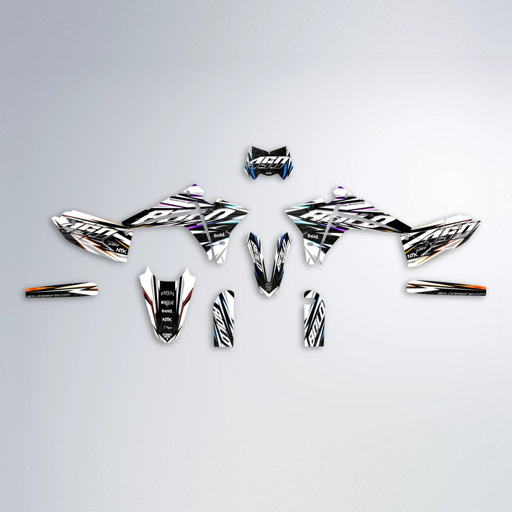 ROGUE Fantic graphics kit parts layout in Sunset Fade