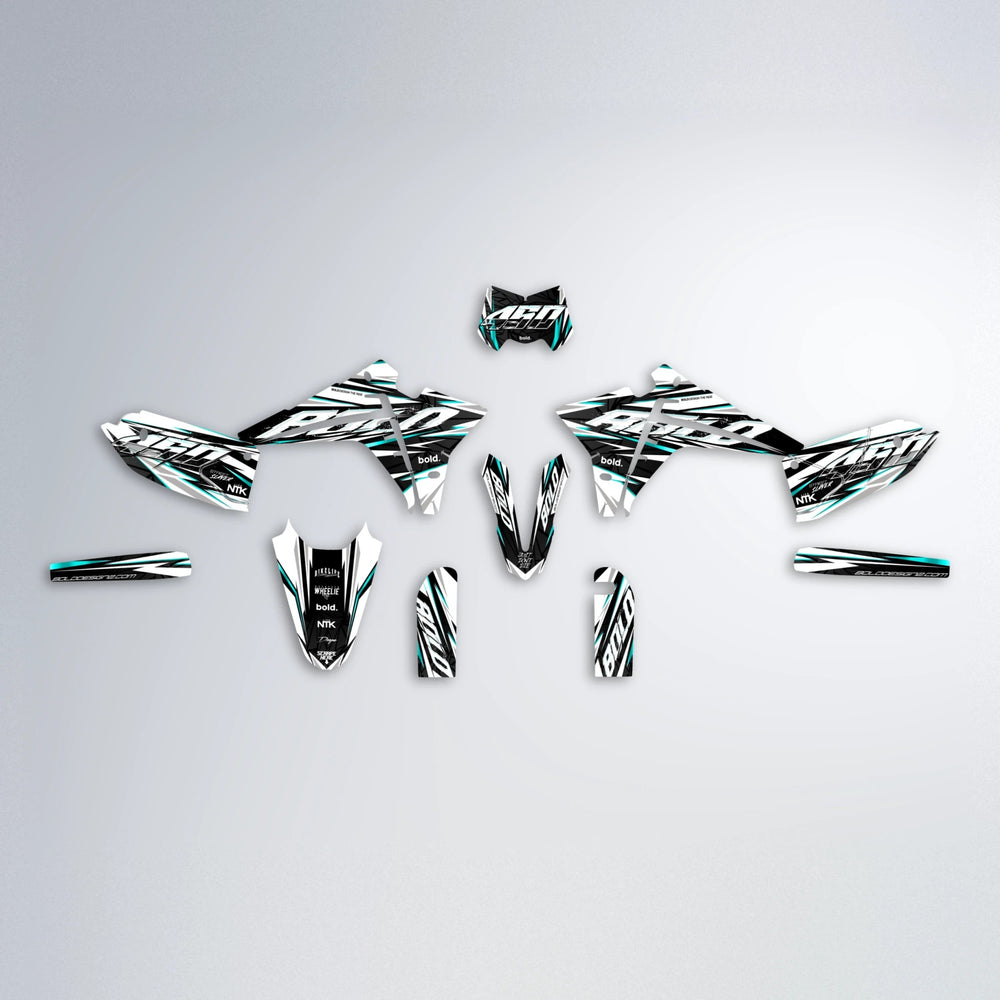 ROGUE Fantic graphics kit parts layout in Teal