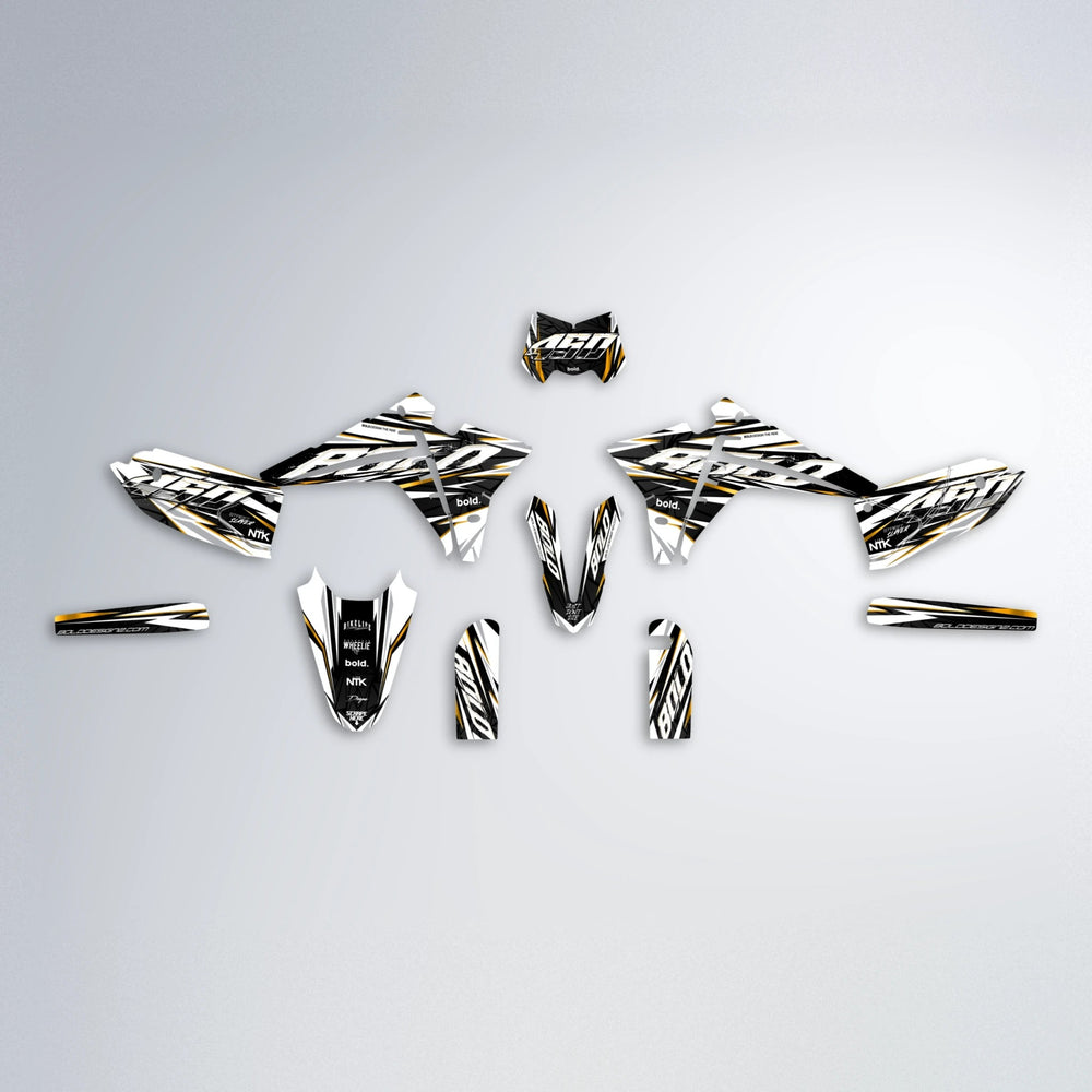 ROGUE Fantic graphics kit parts layout in Yellow