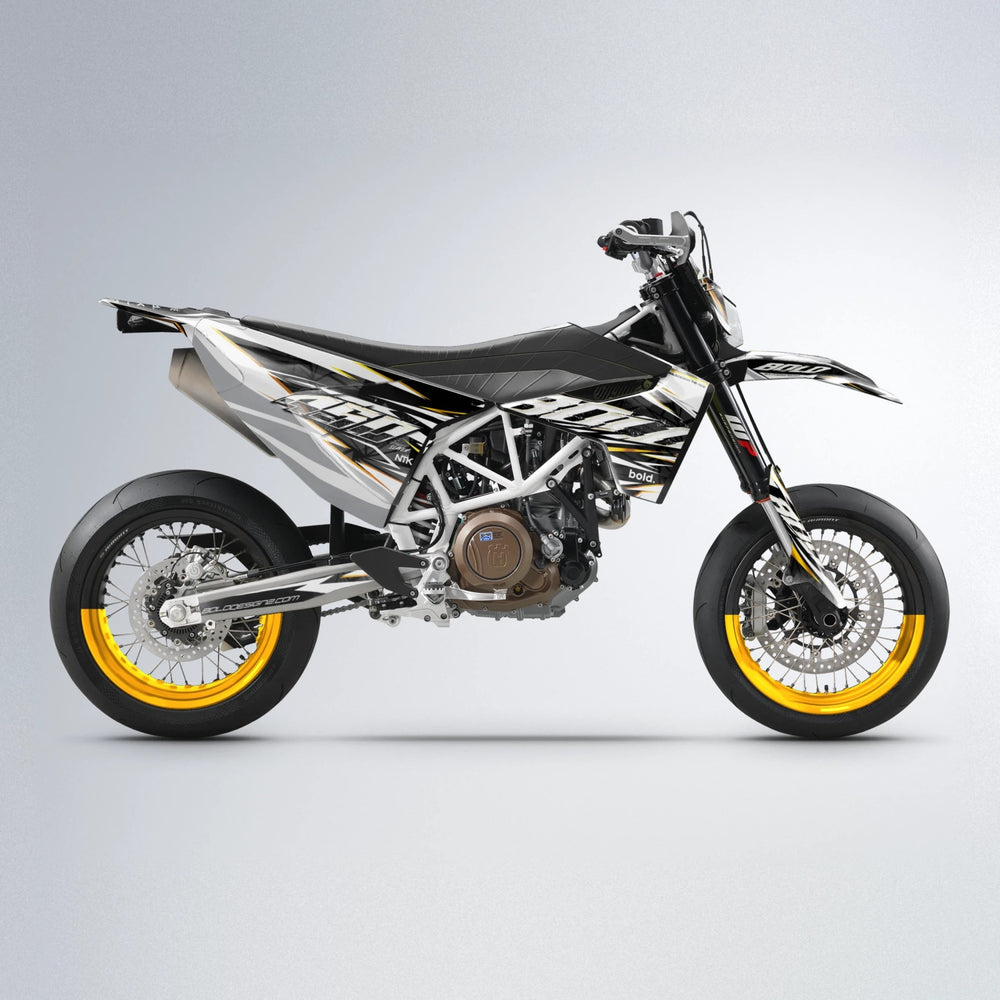 ROGUE Husqvarna 701 supermoto graphics kit in Orange & Yellow
