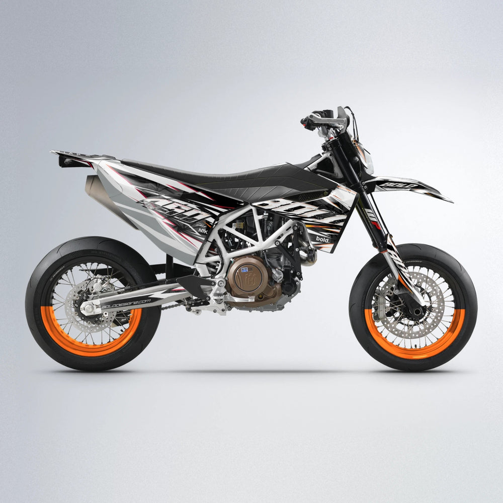 ROGUE Husqvarna 701 supermoto graphics kit in Red & Orange
