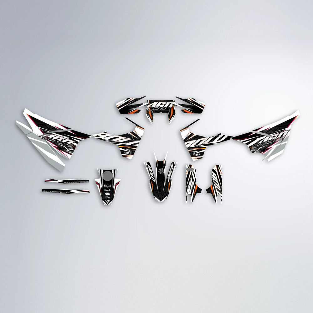 ROGUE Husqvarna 701 graphics kit parts layout in Red & Orange