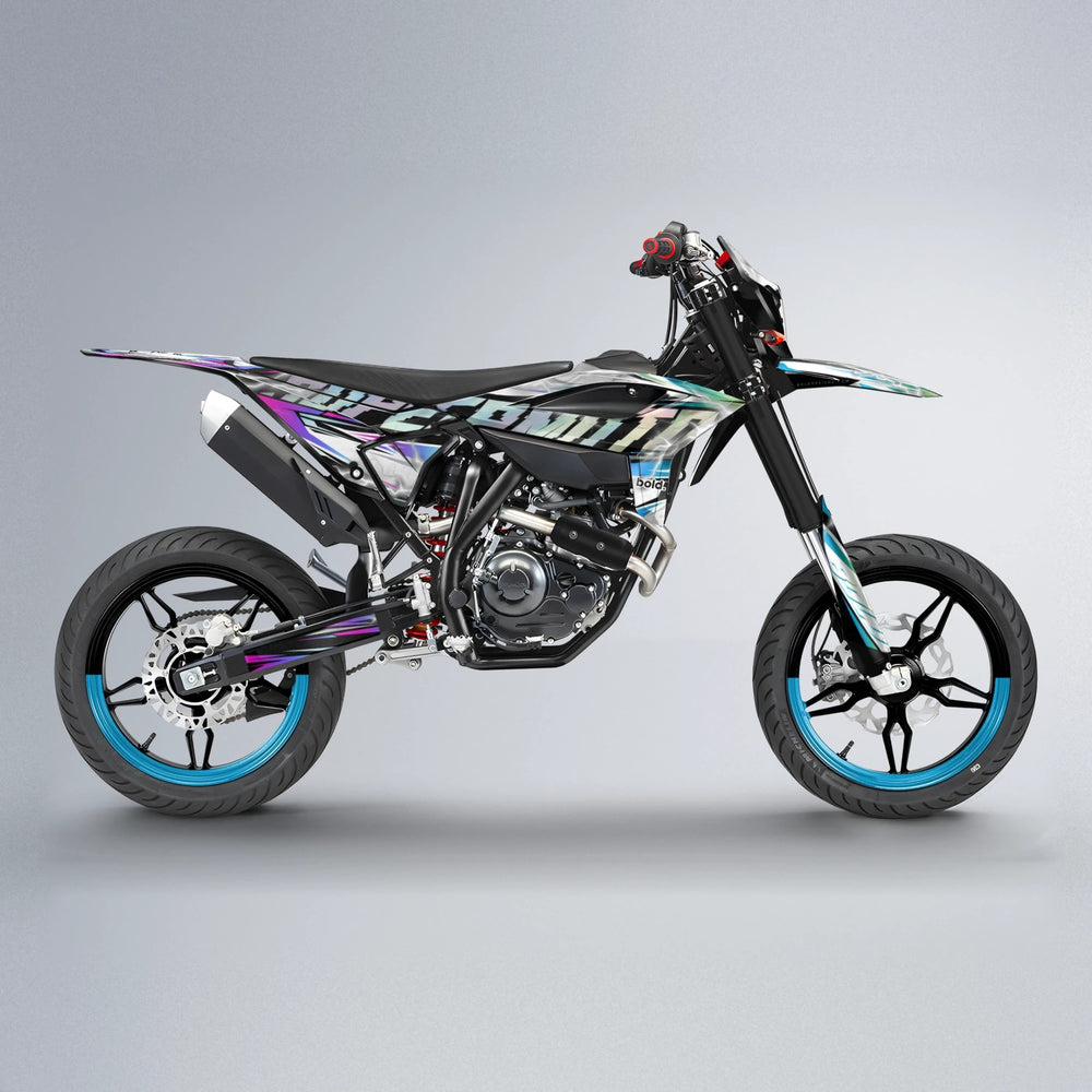 ROPAS72 Beta supermoto graphics kit in Pink & Light Blue