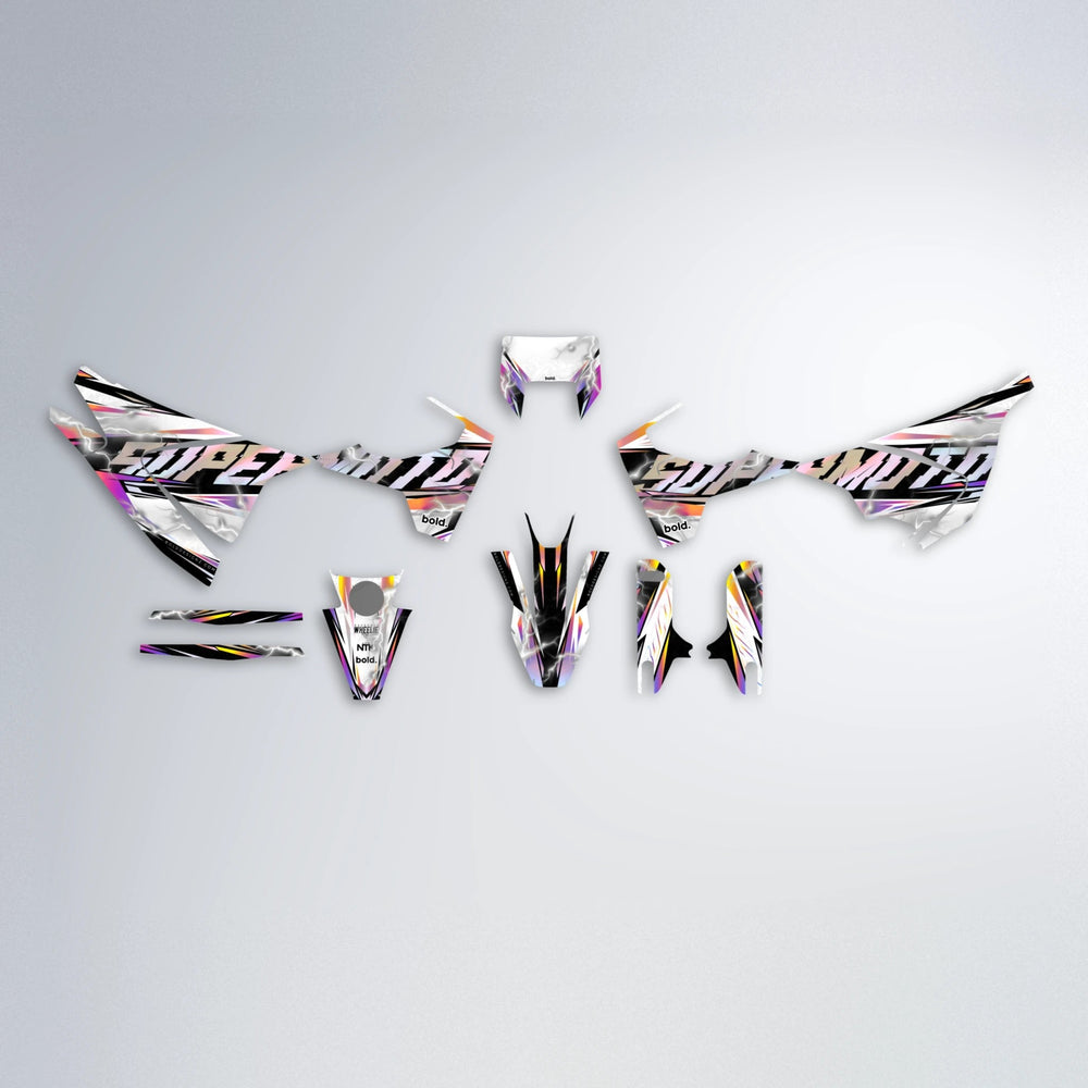 ROPAS72 Husqvarna 701 graphics kit parts layout in Pink & Yellow