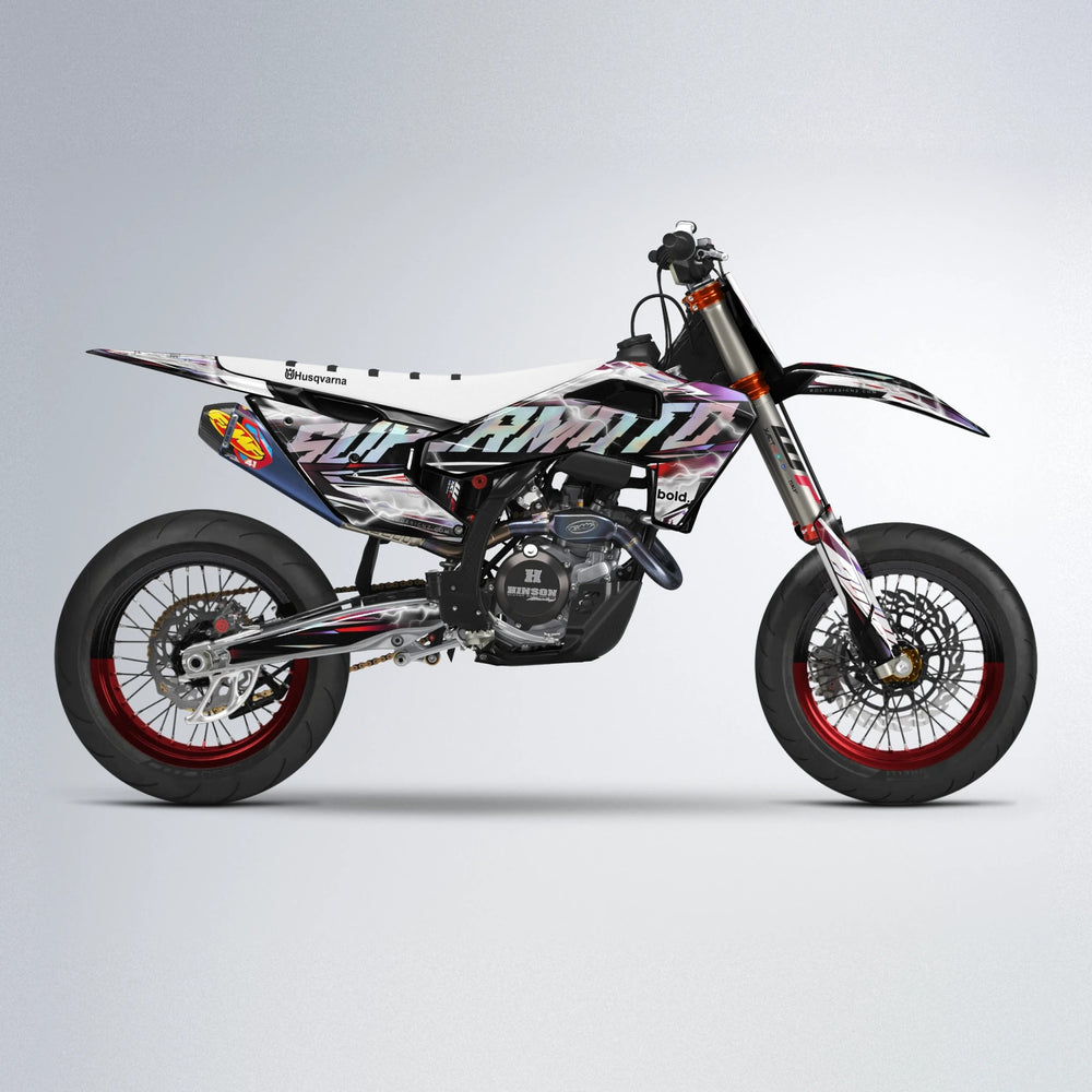 ROPAS72 Husqvarna FE/TE supermoto graphics kit in Black & Red