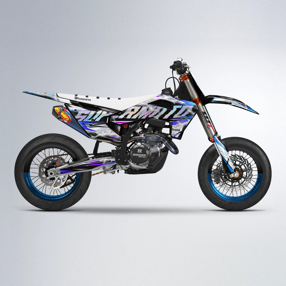ROPAS72 Husqvarna FE/TE supermoto graphics kit in Blue Purple Fade