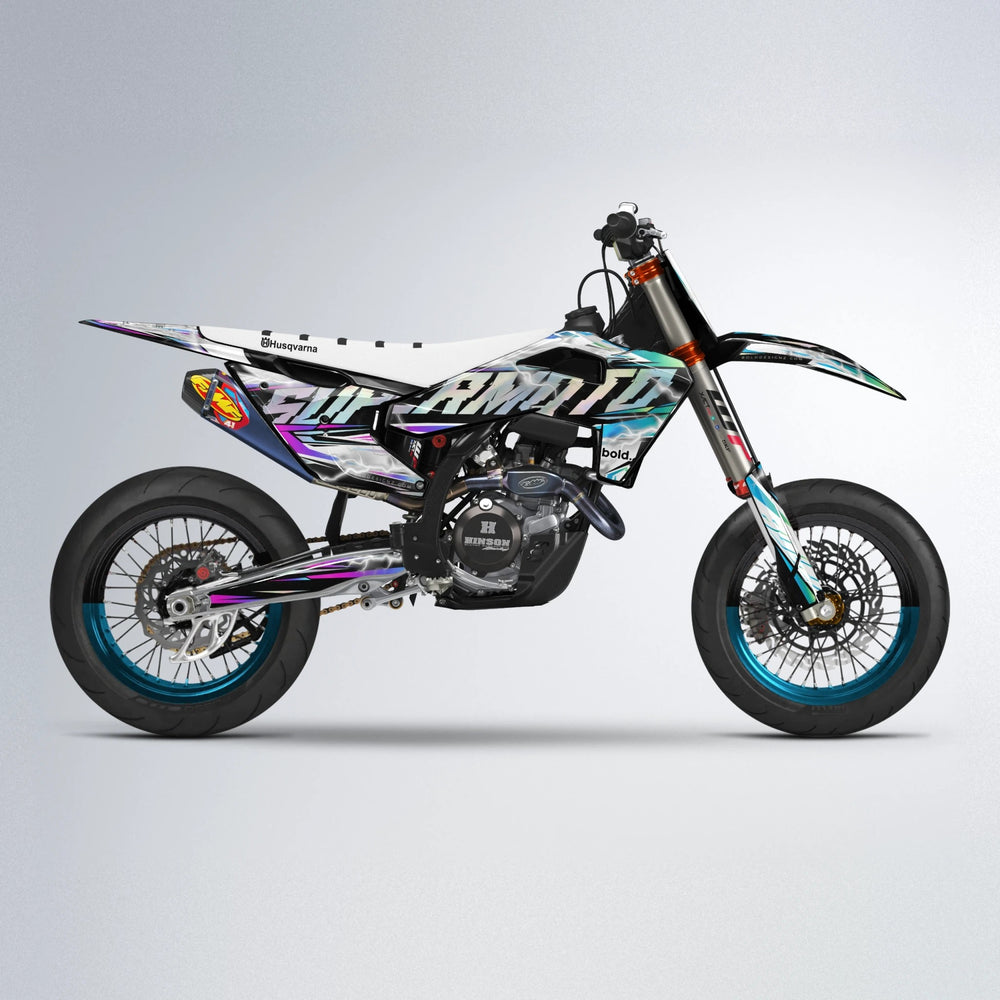 ROPAS72 Husqvarna FE/TE supermoto graphics kit in Pink & Light Blue