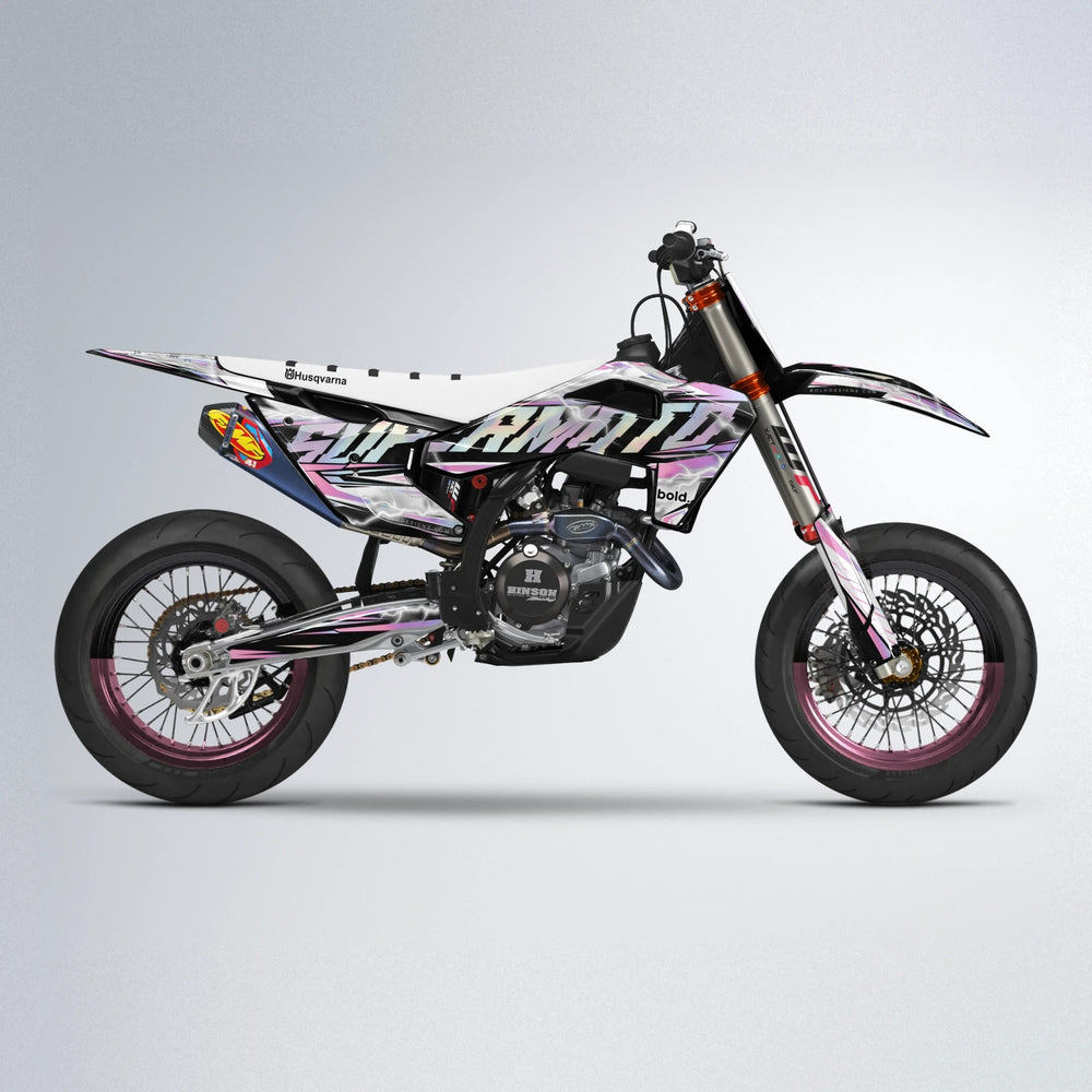 ROPAS72 Husqvarna FE/TE supermoto graphics kit in Sakura Pink