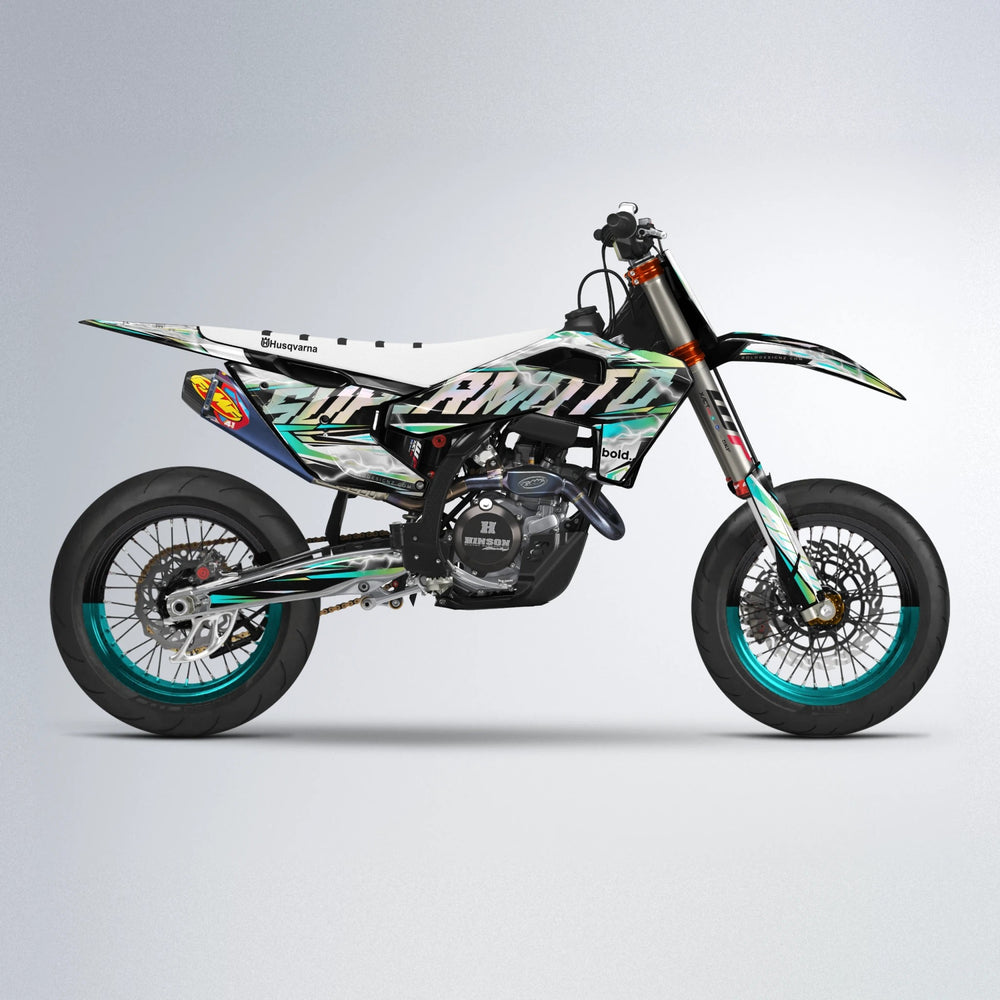 ROPAS72 Husqvarna FE/TE supermoto graphics kit in Teal