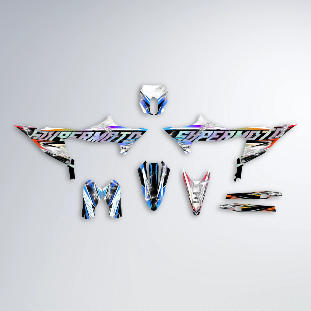 ROPAS72 Stark Varg MX graphics kit parts layout in Sunset Fade