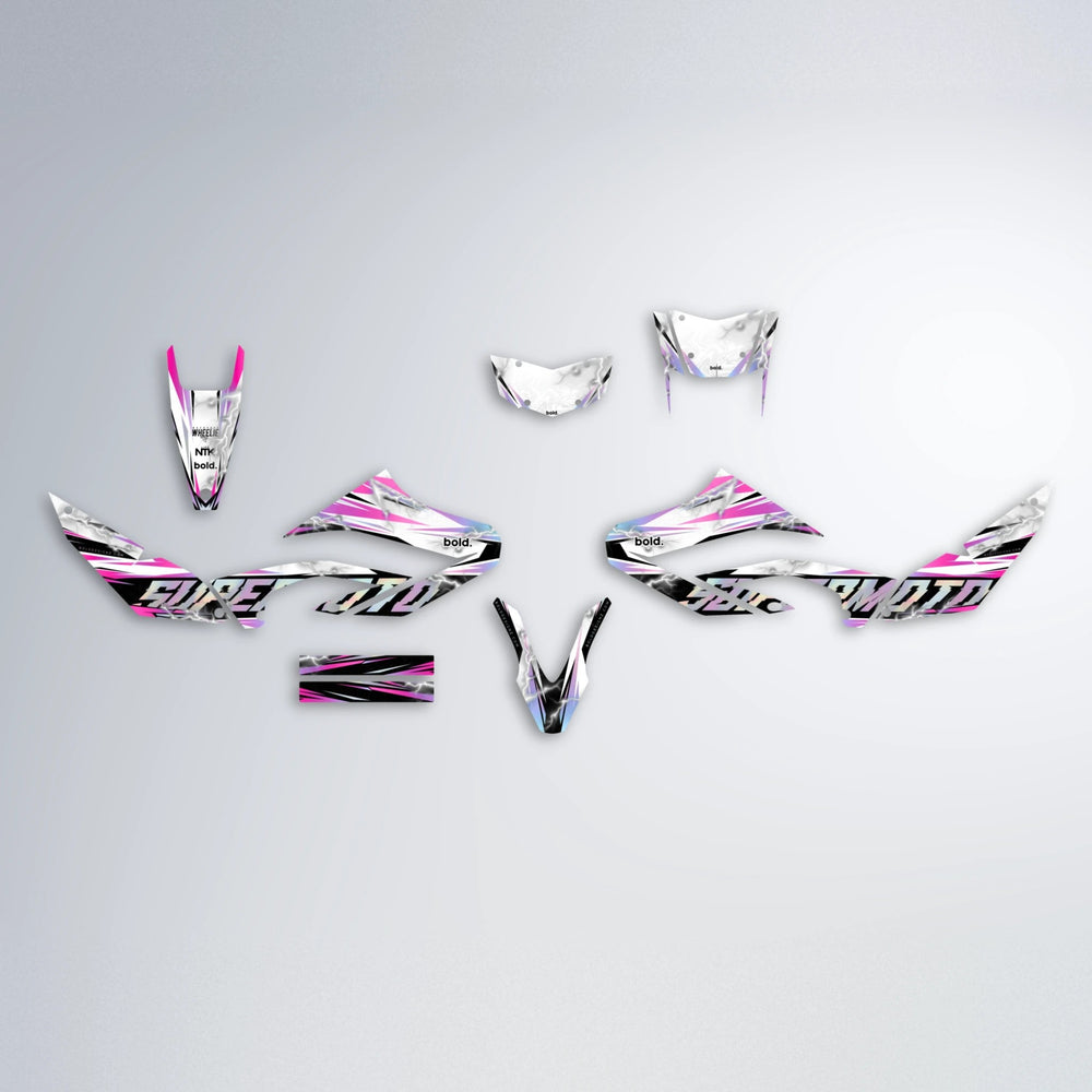 ROPAS72 Yamaha WR 125X graphics kit parts layout in Flamingo