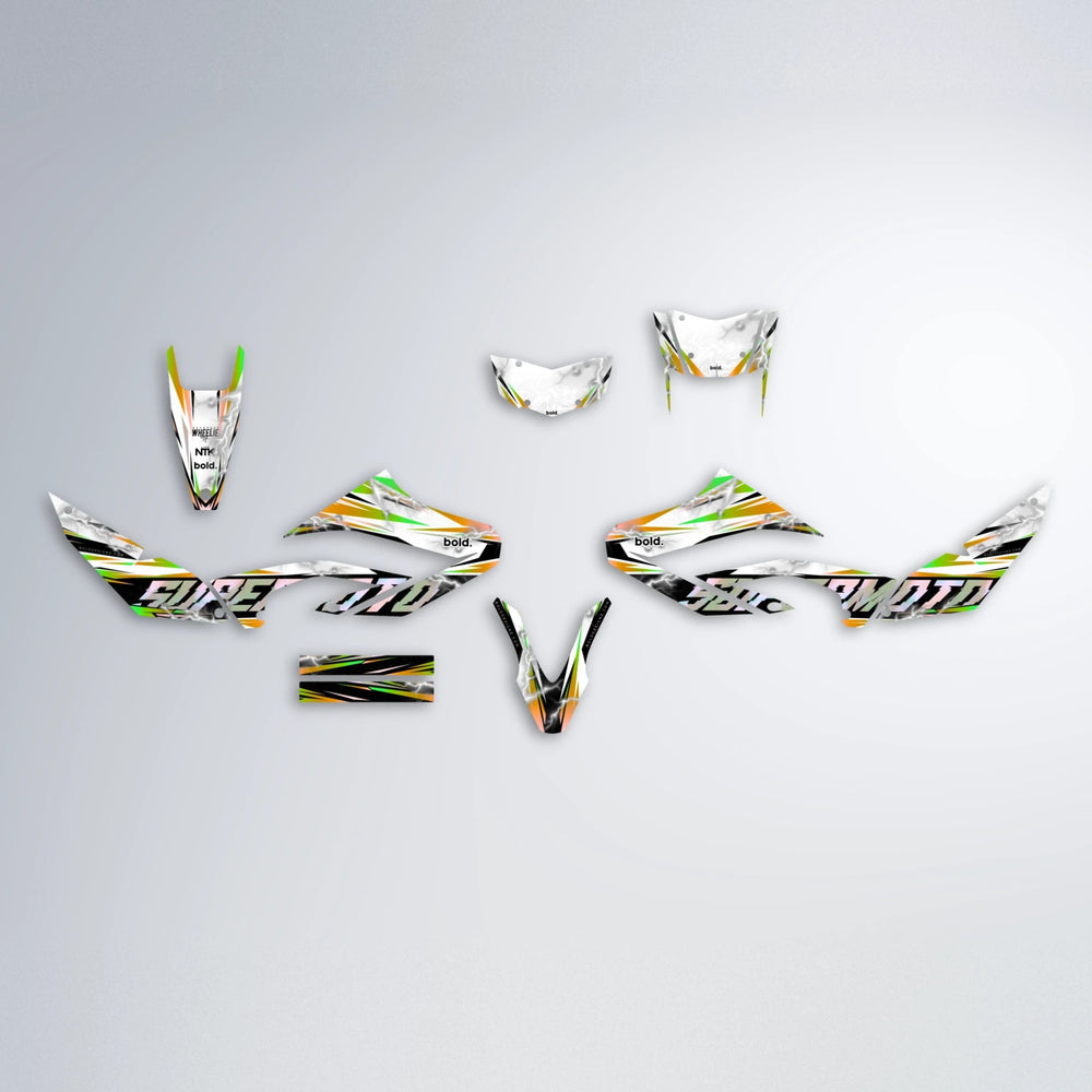 ROPAS72 Yamaha WR 125X graphics kit parts layout in Green