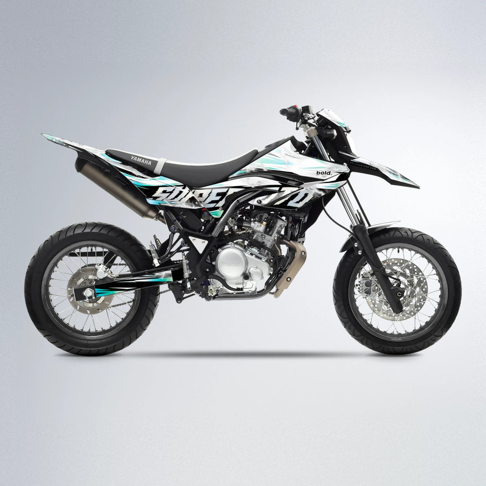 ROPAS72 Yamaha WR 125X supermoto graphics kit in Light Blue & White