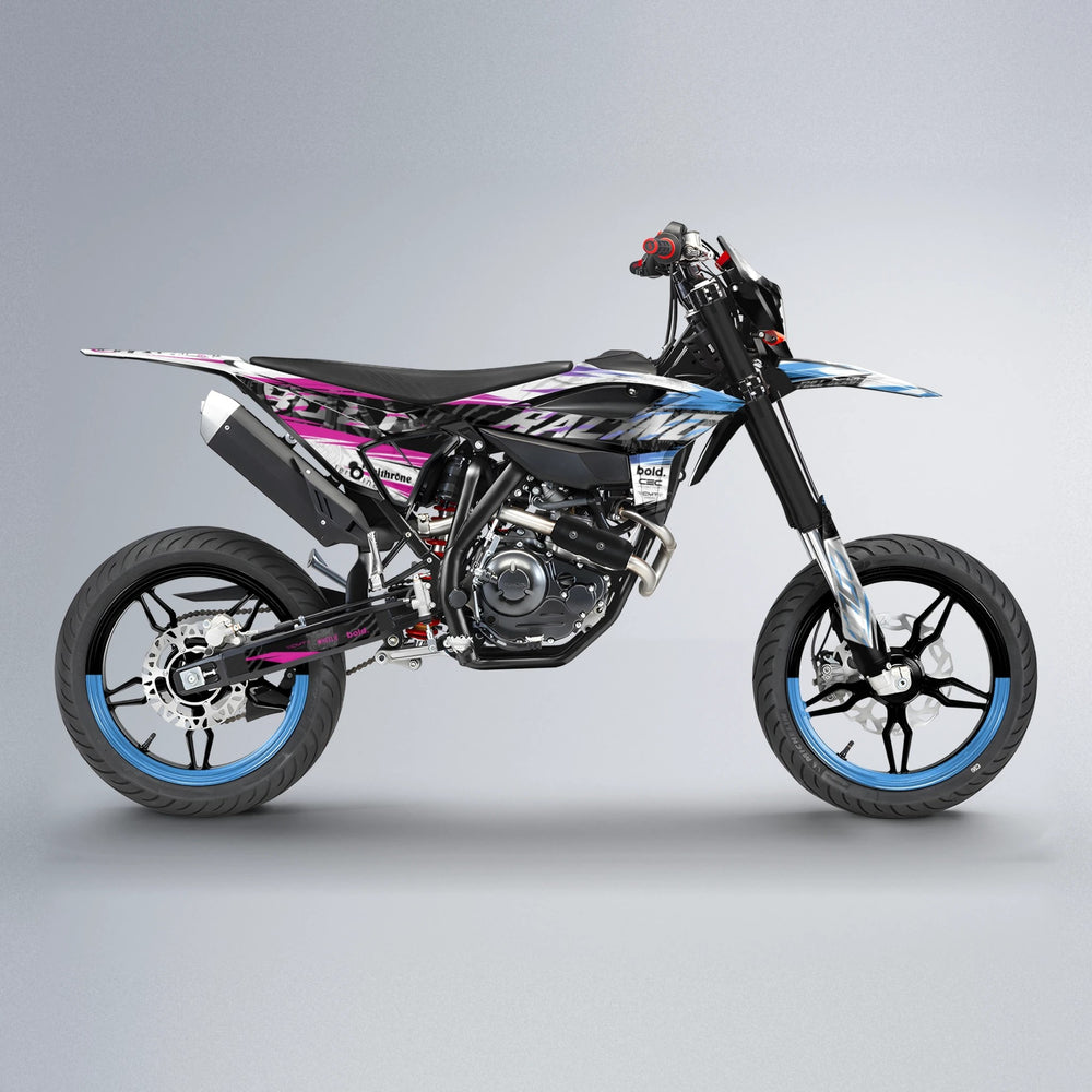 ROSEN Beta supermoto graphics kit in Pink & Light Blue
