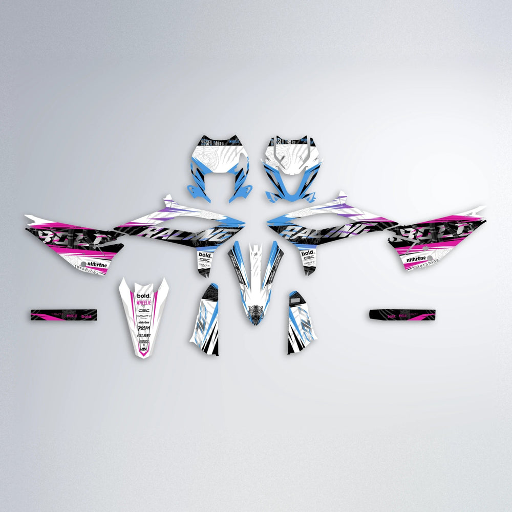 ROSEN Beta graphics kit parts layout in Pink & Light Blue