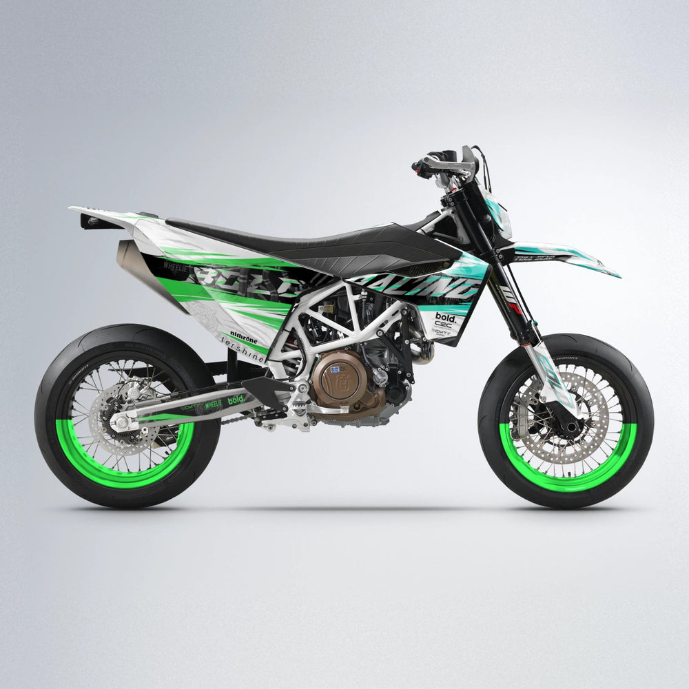 ROSEN Husqvarna 701 supermoto graphics kit in Cyan & Green