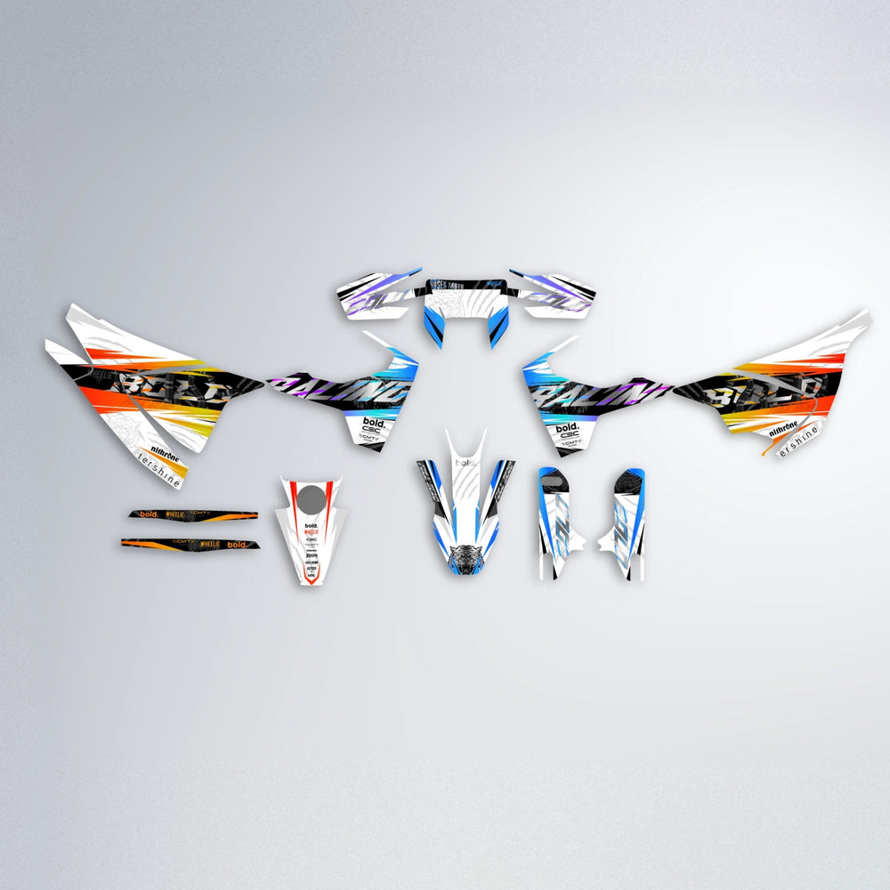 ROSEN Husqvarna 701 graphics kit parts layout in Sunset Fade