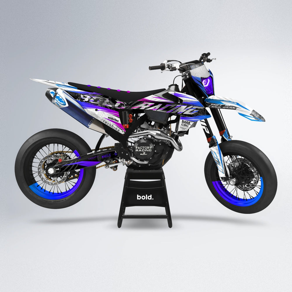 ROSEN supermoto graphics kit in Blue Purple Fade