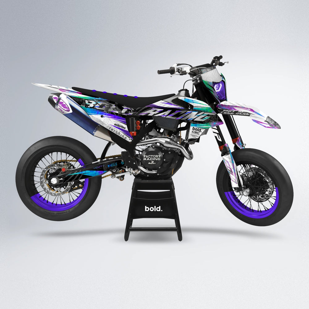 ROSEN supermoto graphics kit in Purple Holo