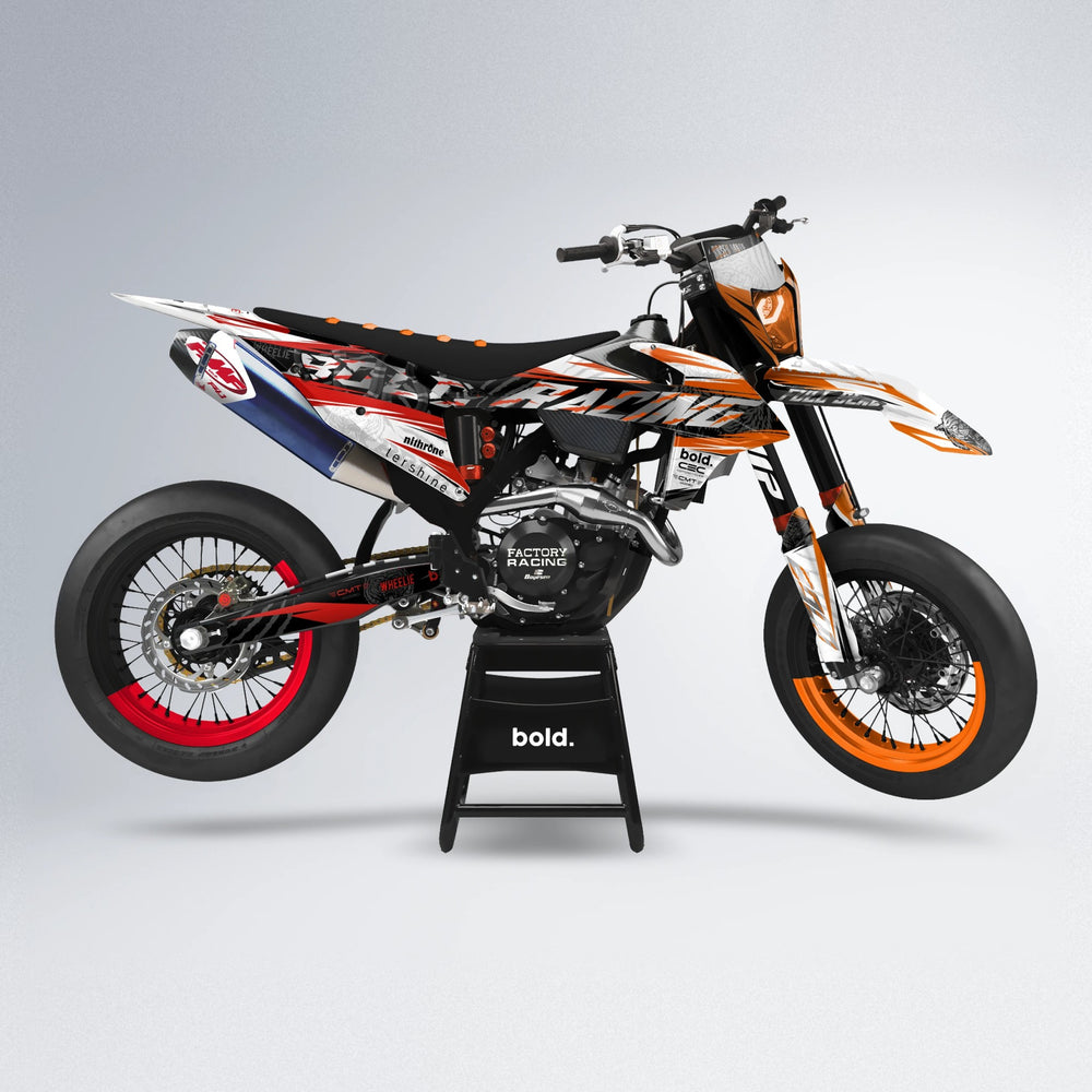 ROSEN supermoto graphics kit in Red & Orange