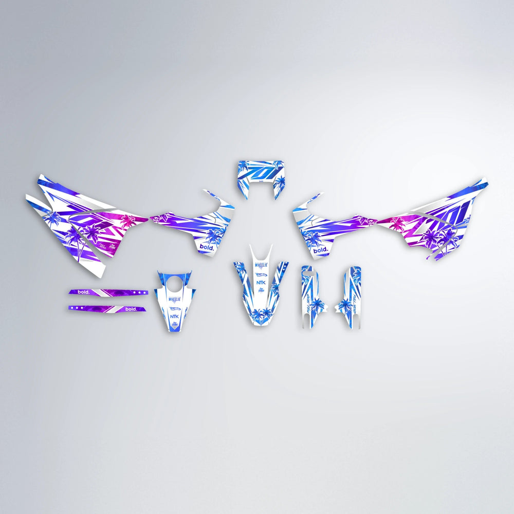 ROZALIN Husqvarna 701 graphics kit parts layout in Blue Purple Fade