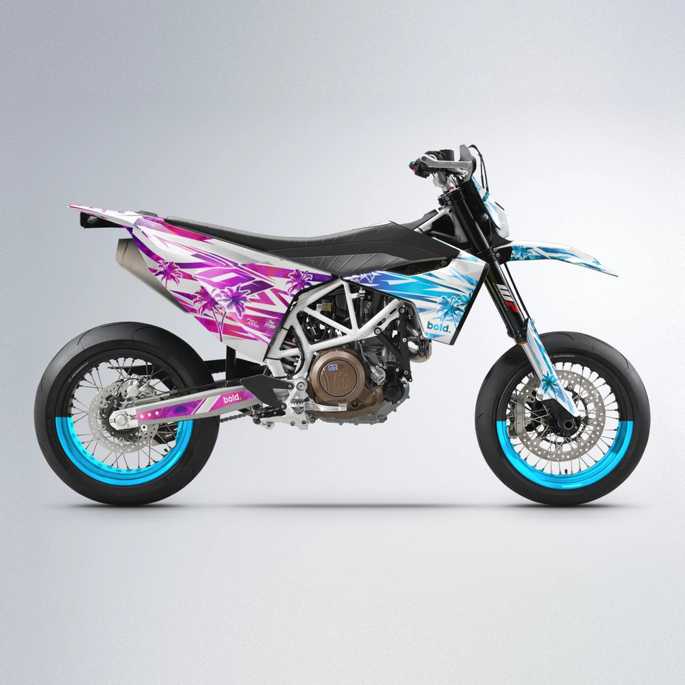 ROZALIN Husqvarna 701 supermoto graphics kit in Pink & Light Blue