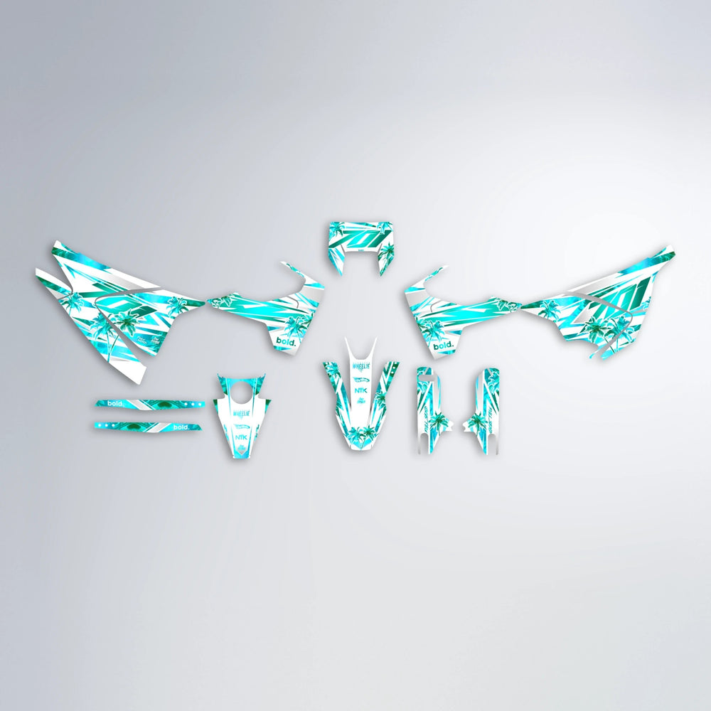 ROZALIN Husqvarna 701 graphics kit parts layout in Teal