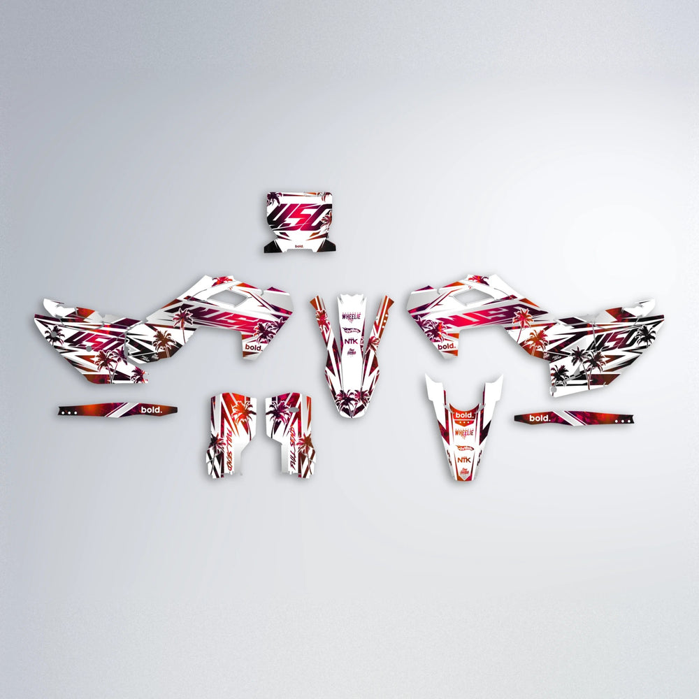 ROZALIN Husqvarna FE/TE graphics kit parts layout in Black & Red