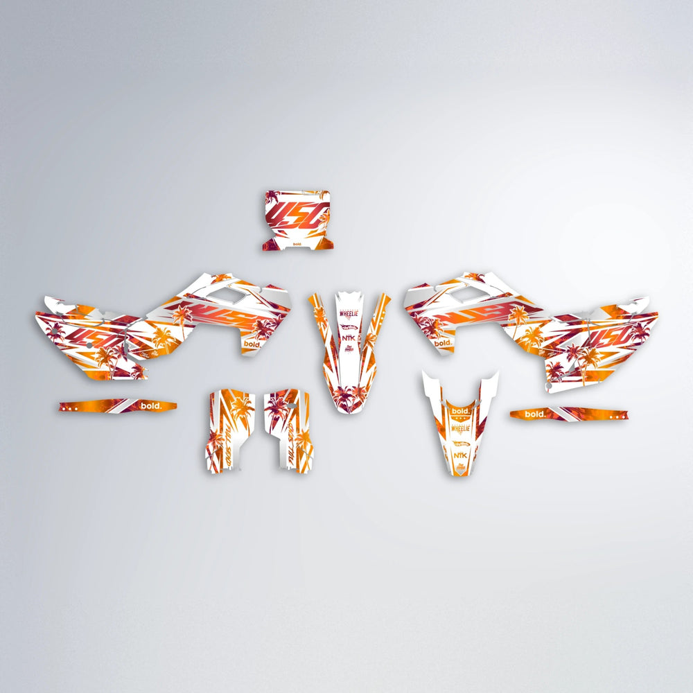 ROZALIN Husqvarna FE/TE graphics kit parts layout in Orange