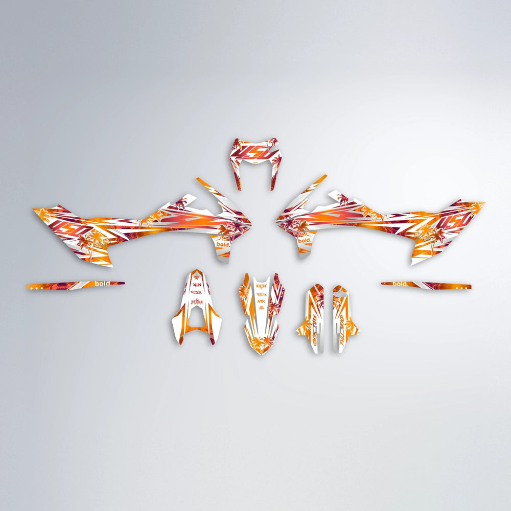 ROZALIN KTM SMC 690 graphics kit parts layout in Orange