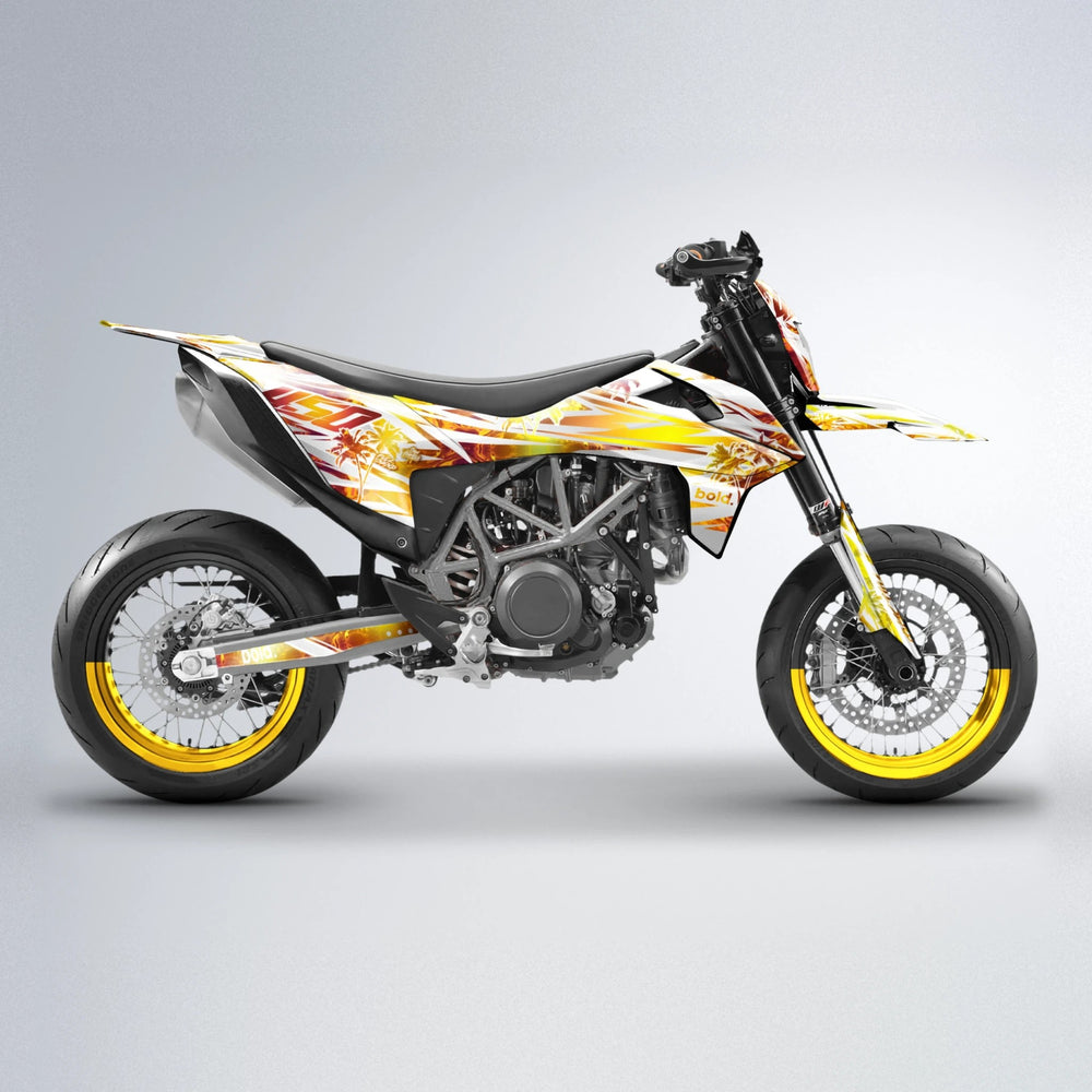 ROZALIN KTM SMC 690 supermoto graphics kit in Orange & Yellow