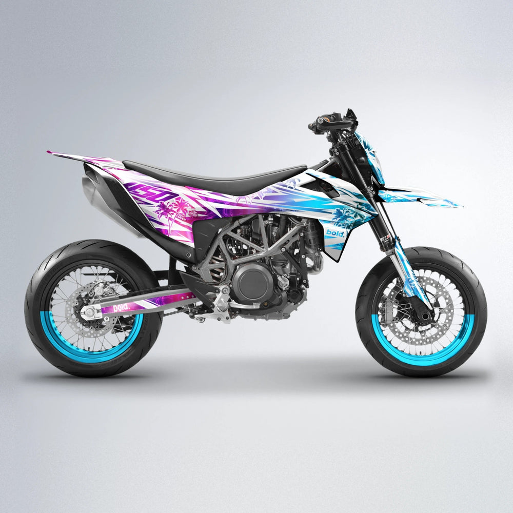 ROZALIN KTM SMC 690 supermoto graphics kit in Pink & Light Blue