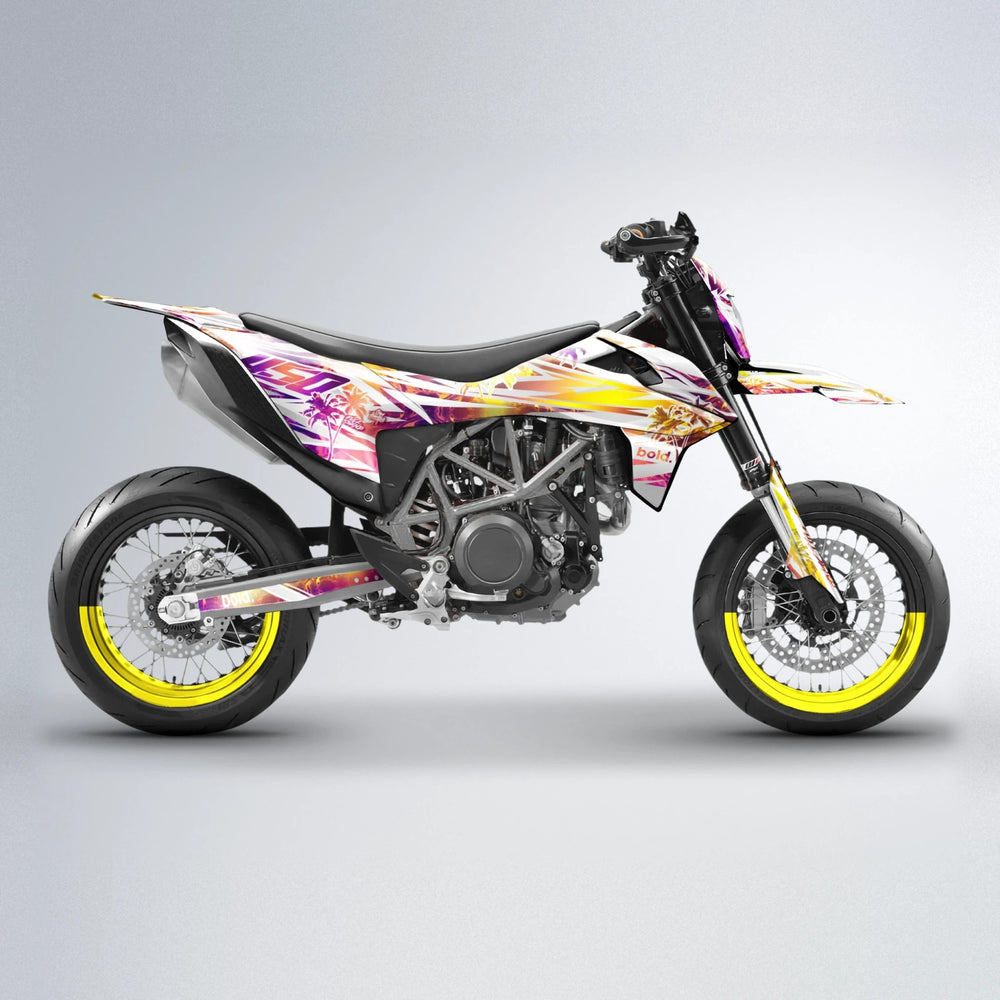 ROZALIN KTM SMC 690 supermoto graphics kit in Pink & Yellow