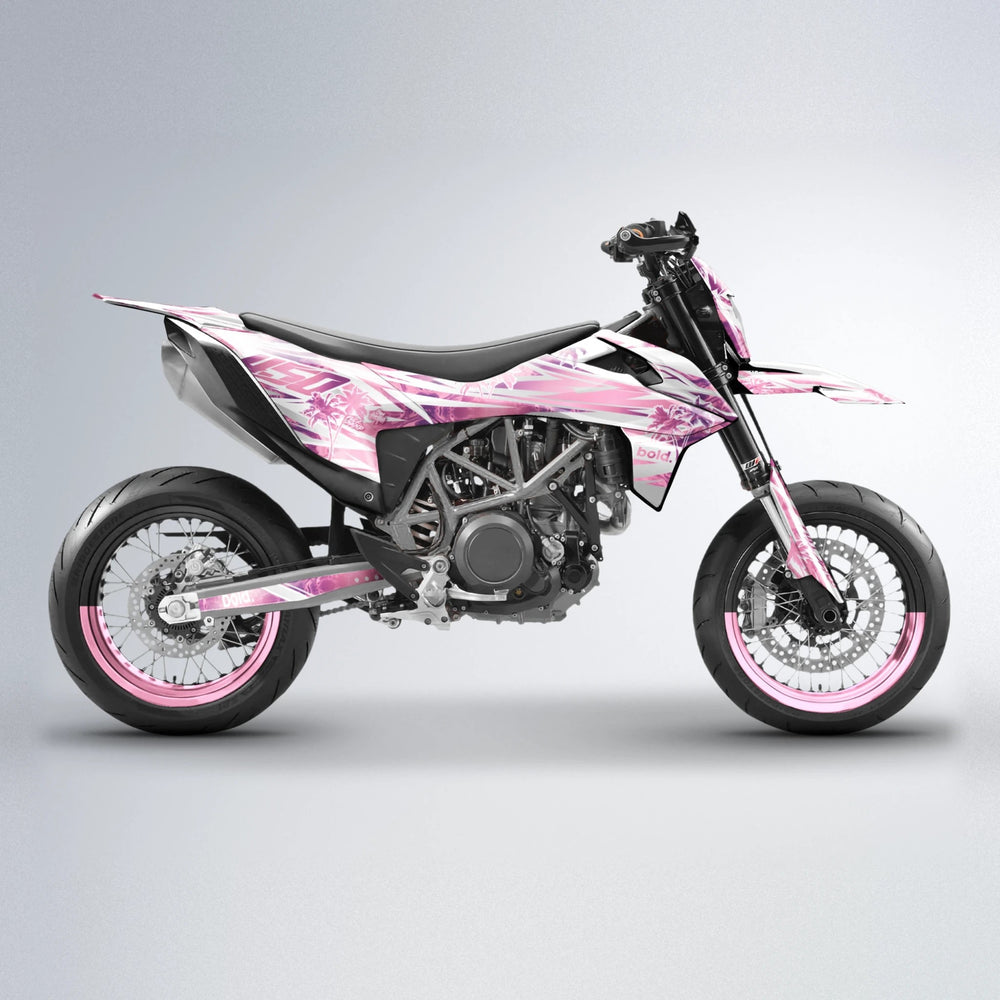ROZALIN KTM SMC 690 supermoto graphics kit in Sakura Pink