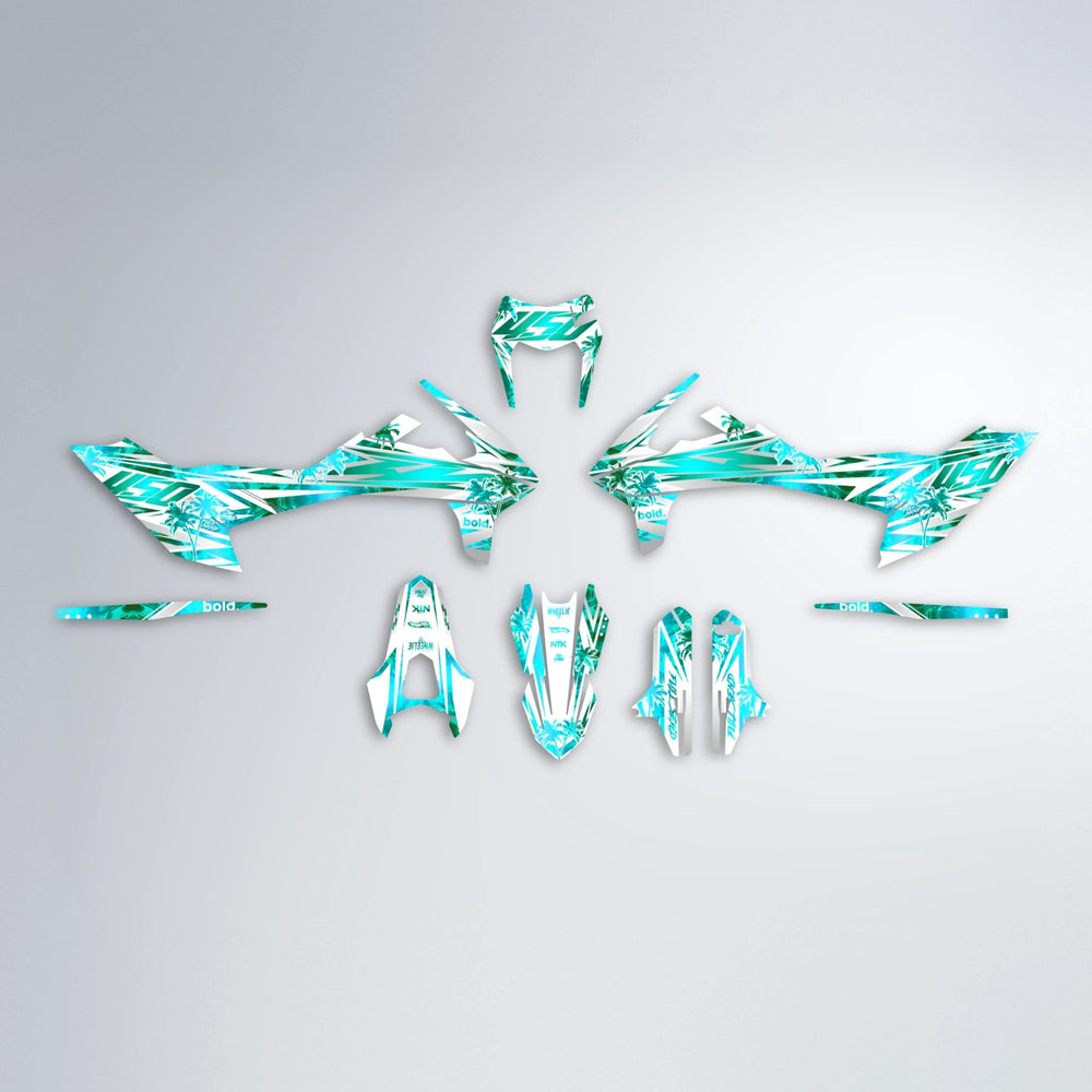 ROZALIN KTM SMC 690 graphics kit parts layout in Teal