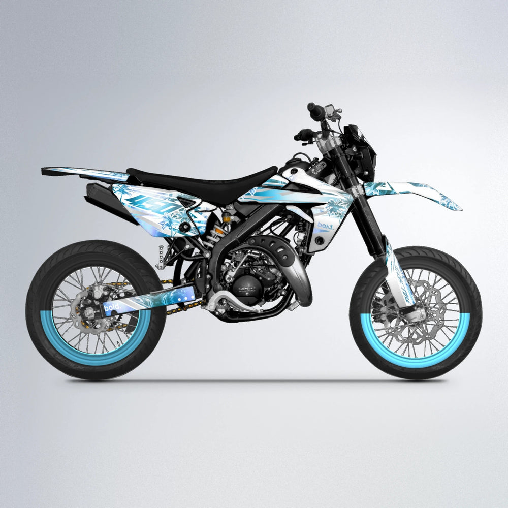 ROZALIN Rieju MRT supermoto graphics kit in Light Blue & White