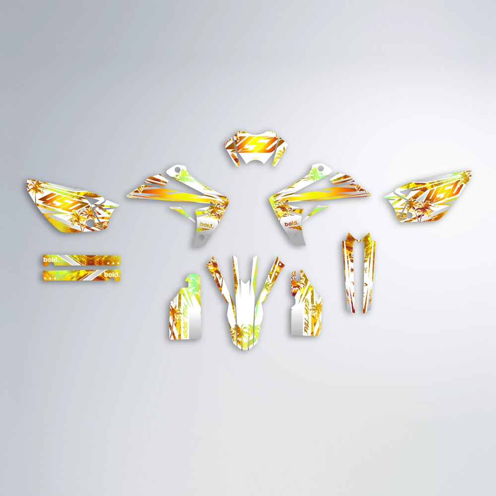 ROZALIN Rieju MRT graphics kit parts layout in Orange & Yellow