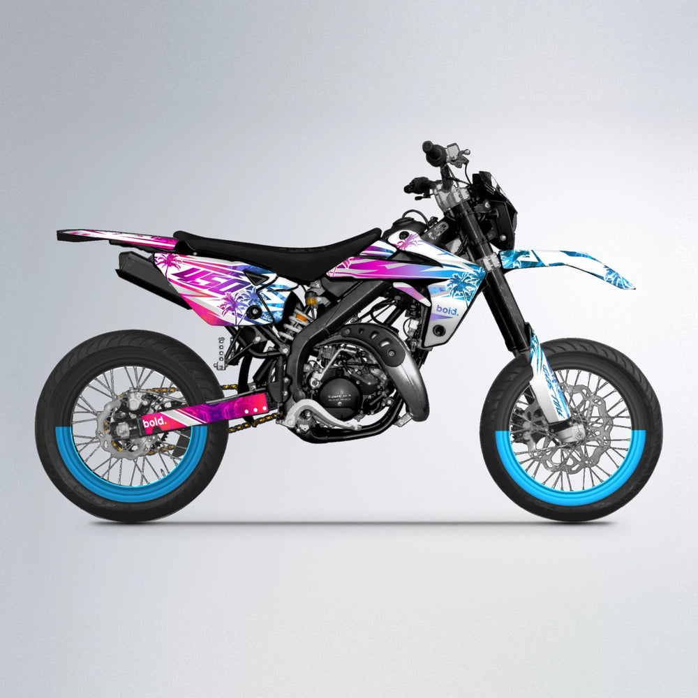 ROZALIN Rieju MRT supermoto graphics kit in Pink & Light Blue