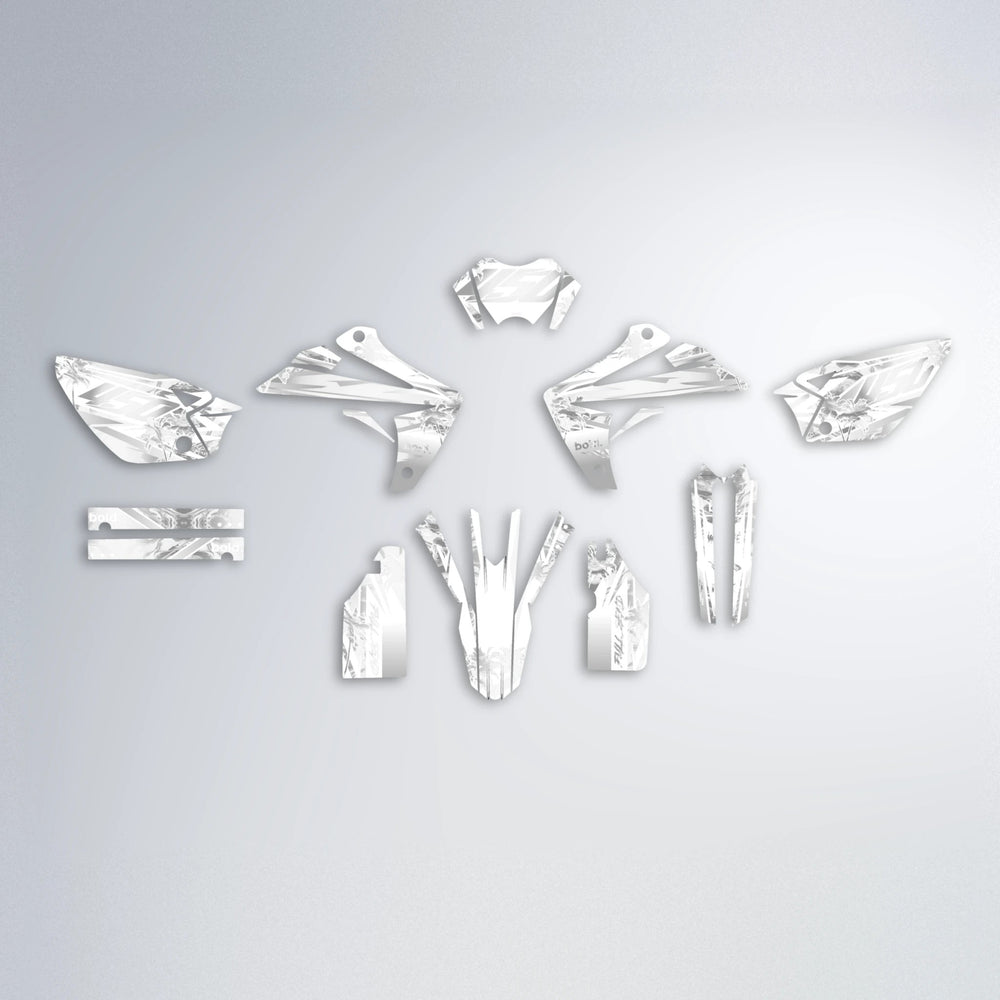 ROZALIN Rieju MRT graphics kit parts layout in White