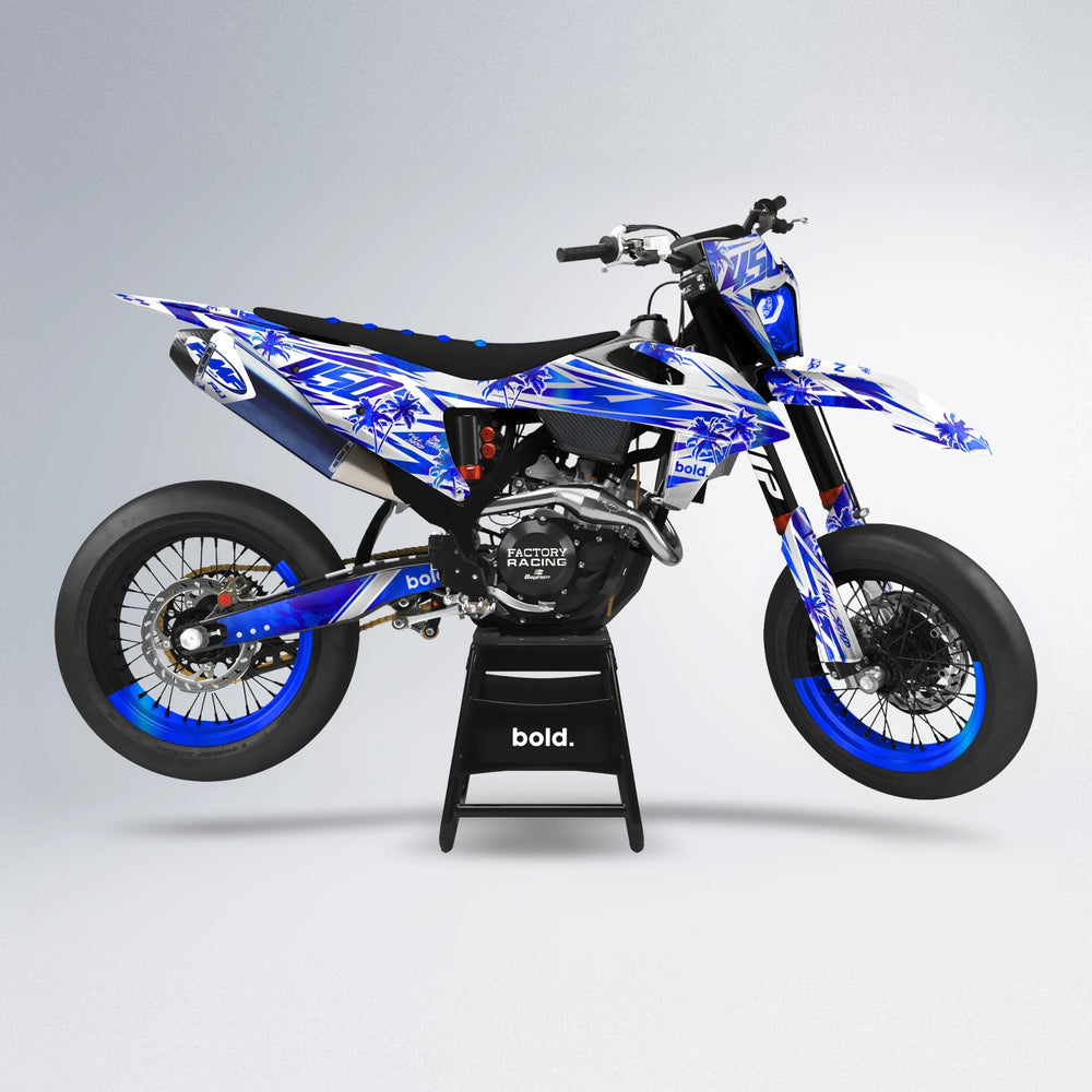 ROZALIN supermoto graphics kit in Blue Chrome