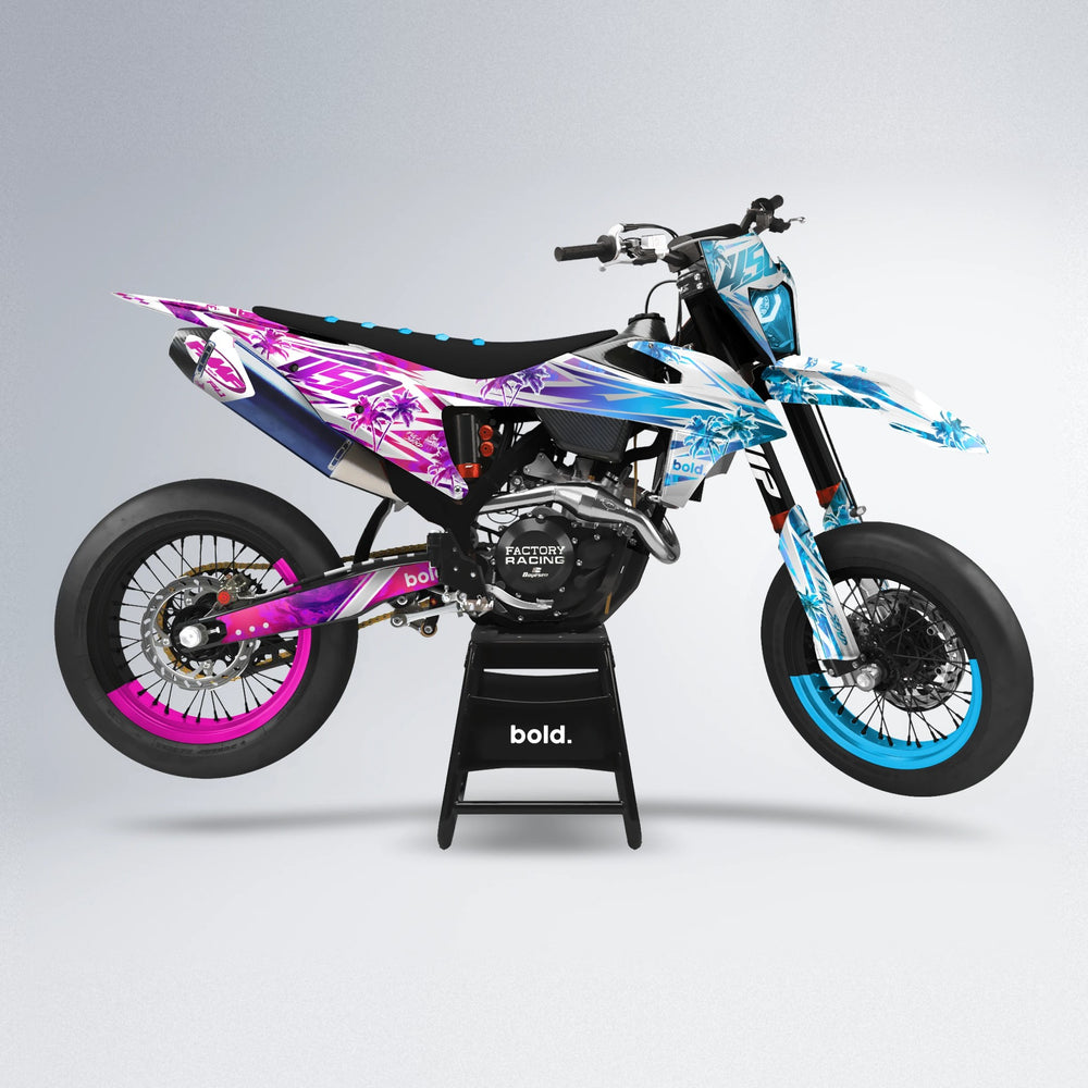 ROZALIN supermoto graphics kit in Pink & Light Blue