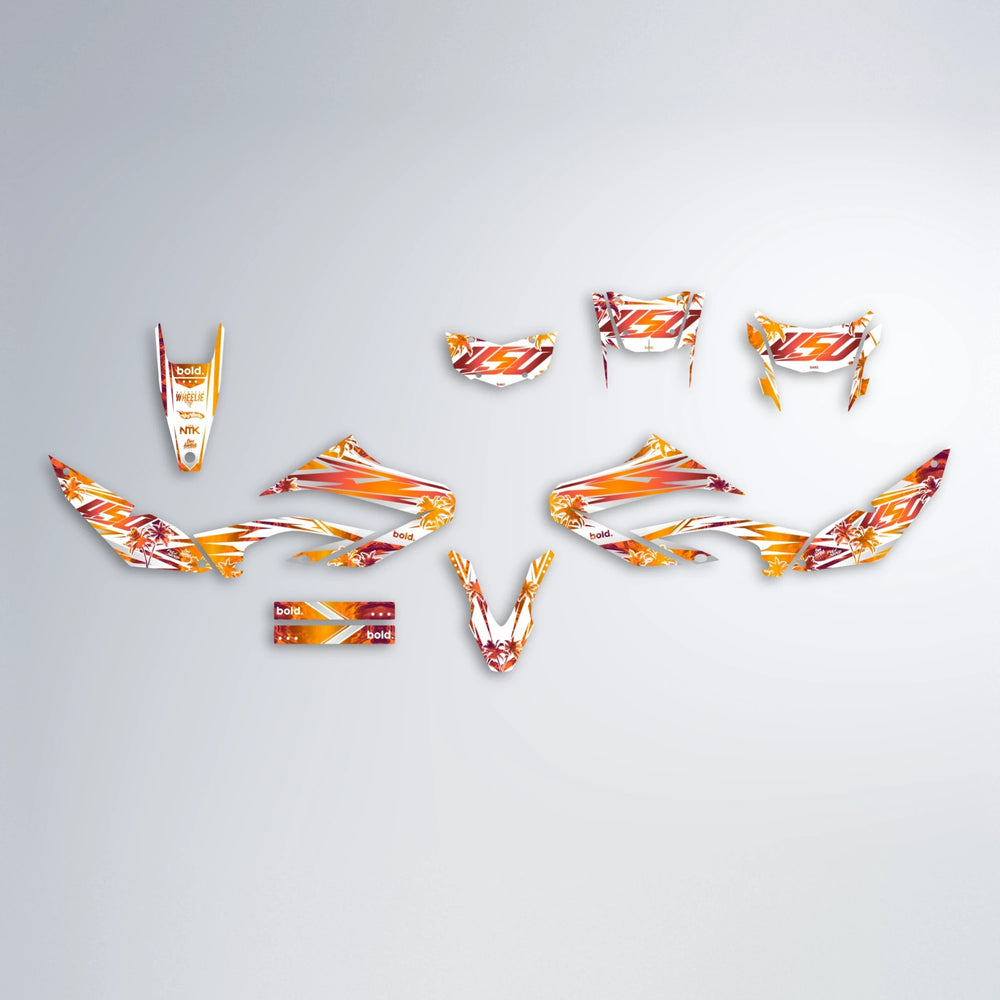 ROZALIN Yamaha WR 125X graphics kit parts layout in Orange